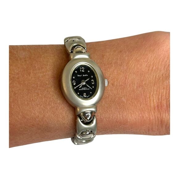 Womens Vintage Paul Jardin Silver Tone Quartz Watch Black Dial - Picture 2 of 8
